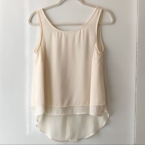 BCBG Flowy Sheer Top, Open Back, Ivory/Cream, XS